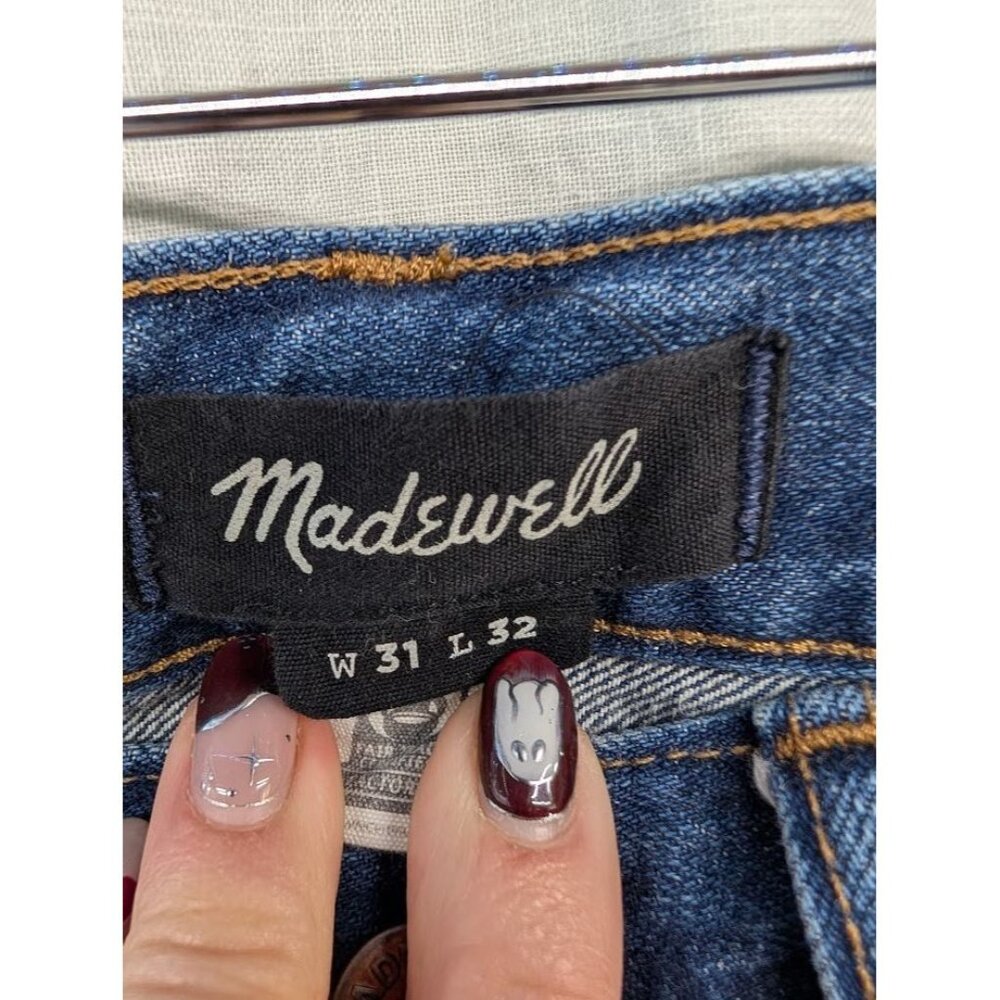 Madewell women's W31 L 32 slim dark wash denim jeans 100% cotton mid rise O9 - Picture 3 of 10